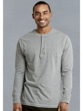 $10 SALE Men's Knocker Cotton Blend Henley Shirt - Heather Gray